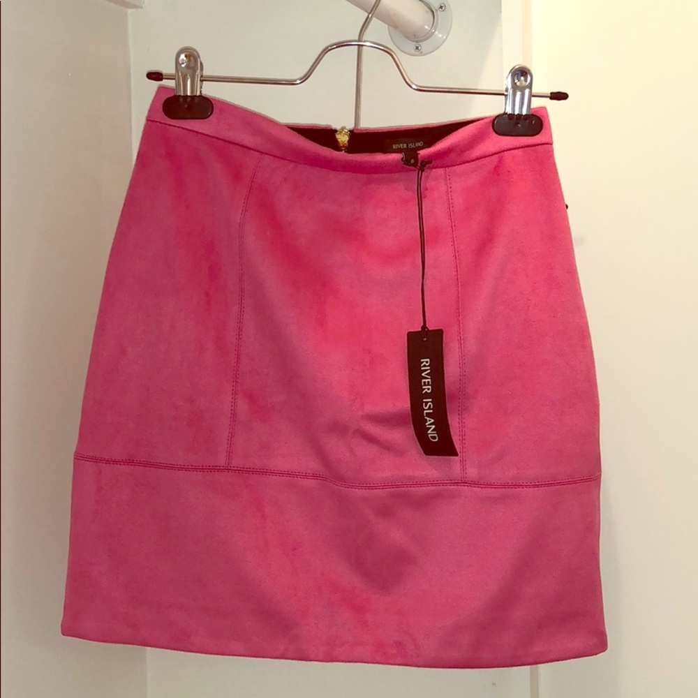 Brand new River Island suede pink mini skirt